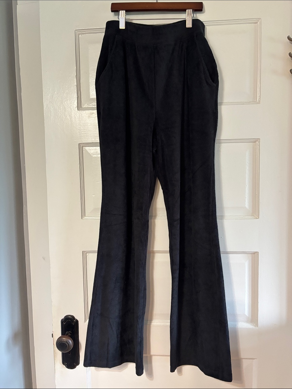 Lands' End Black Bootcut Velvet-Look Pants
